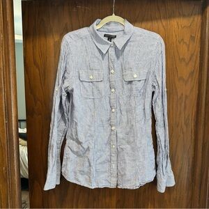 Banana Republic Linen/Cotton Pinstripe Button Down Shirt